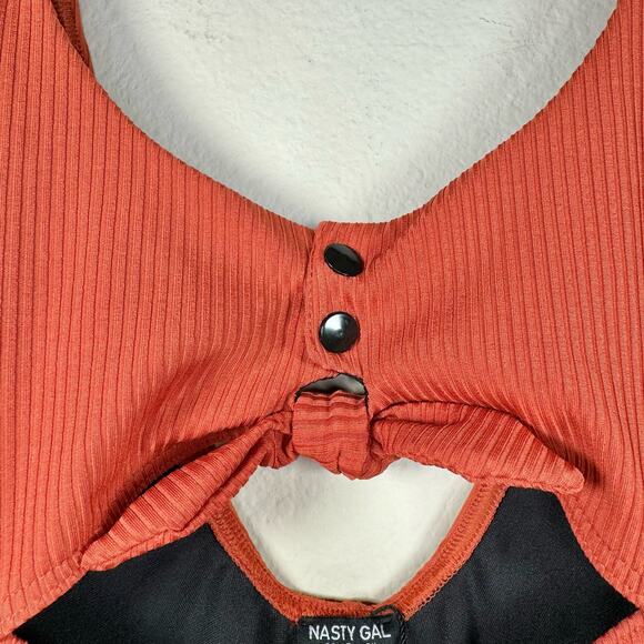 Nasty Gal Meet Me In The Middle Cut-Out One Piece Swimsuit 4 NWOT - Picture 6 of 11